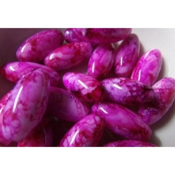 Pink Mottled Oval Glass Beads - Picture 1 of 2